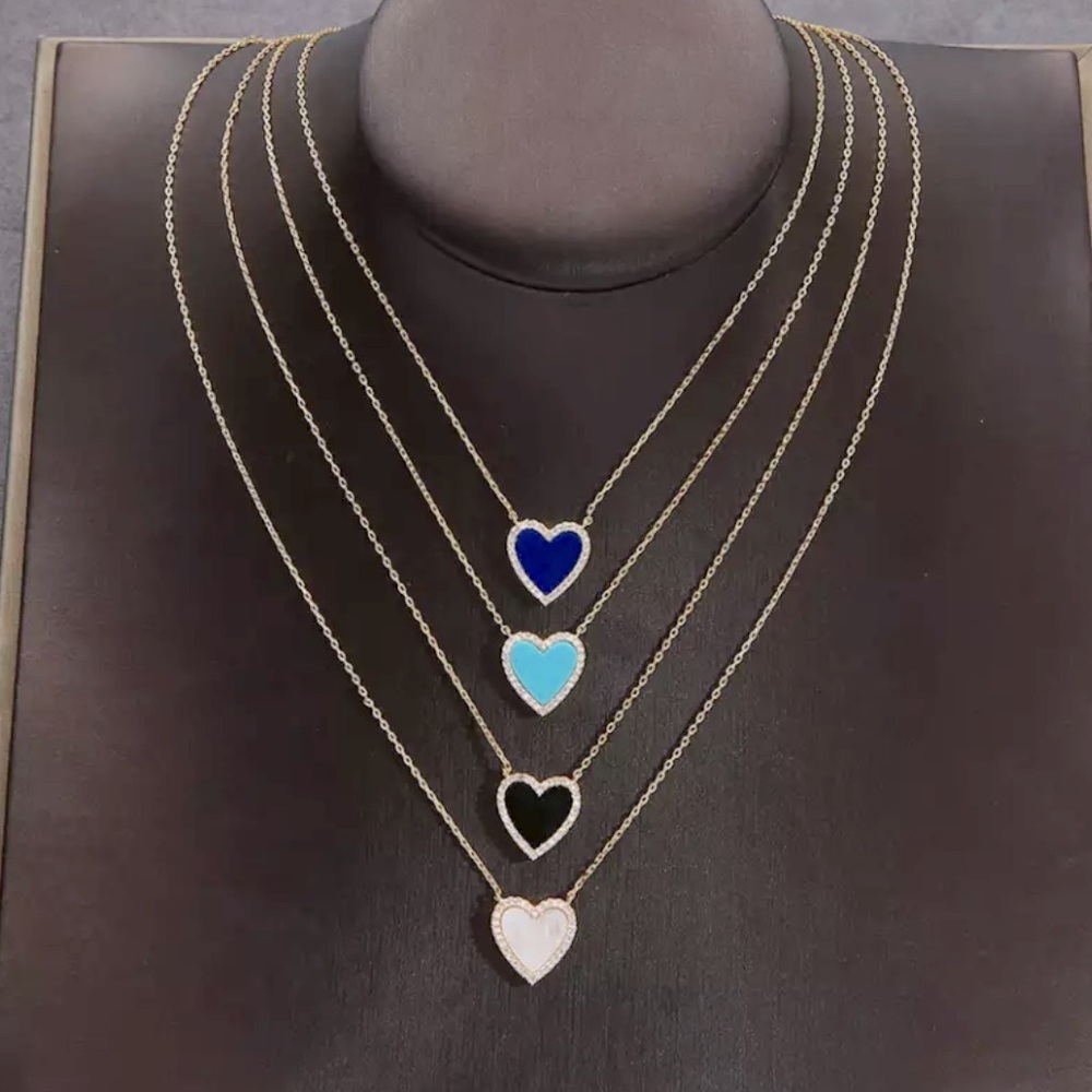 Cubic Zirconia Chain heart necklace